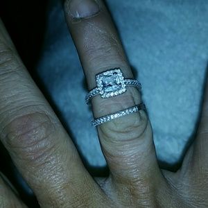 Princess cut wedding set